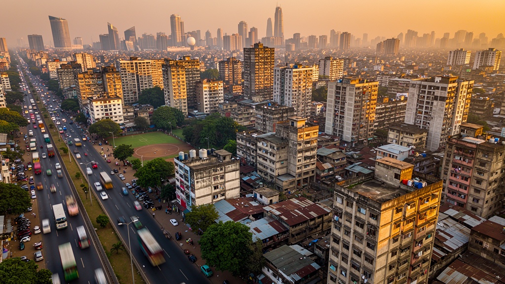 Aerial view of Jogeshwari Mumbai suburb